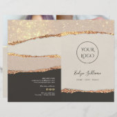 Goud zwart shimmer papier service menu brochure (Voorkant / Achterkant)