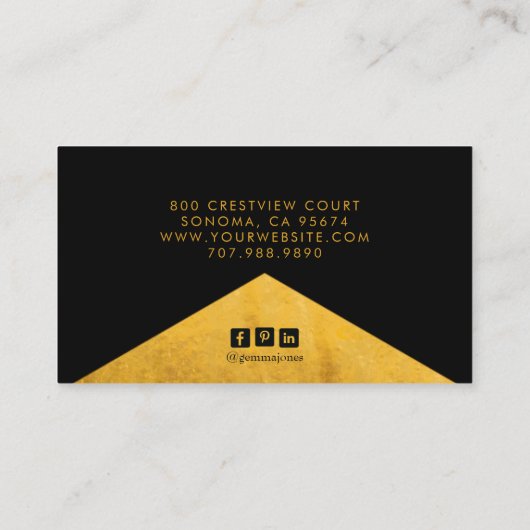 Goud Zwart Sieraden Designer Faux Goud Folie Rand Visitekaartje (Achterkant)