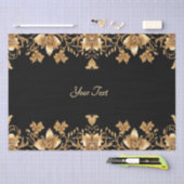 Goud Zwart Sierlijk Bloemmotief Tissuepapier (Craft)