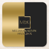 Goud & Zwart Slick geometrisch ontwerp Kartonnen Onderzetters (Voorkant)