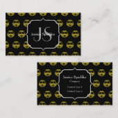 Goud zwart smileys poka dots patroon Monogram Visitekaartje (Voorkant / Achterkant)
