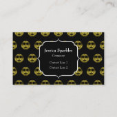 Goud zwart smileys poka dots patroon Monogram Visitekaartje (Achterkant)