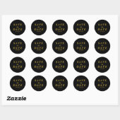 Goud & zwart sparen de datum ronde sticker (Vel)