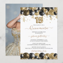 Goud Zwart Sparkle Foto Quinceanera Ballon
