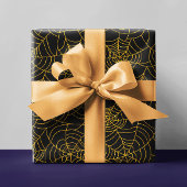 Goud Zwart Spin Webbing Spiderweb Halloween Cadeaupapier