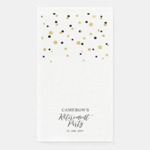 Goud & Zwart Stijlvol Script Confetti Cheers Party Servet