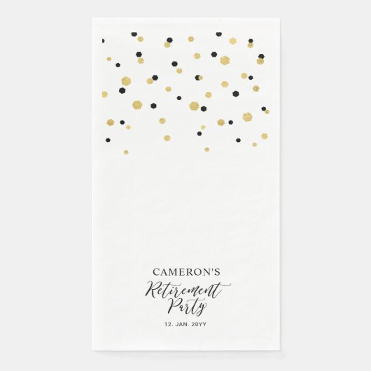 Goud & Zwart Stijlvol Script Confetti Cheers Party Servet (Voorkant)