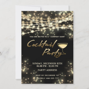 Goud zwart string lichten corporate Cocktail party Kaart