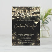 Goud zwart string lichten corporate Cocktail party Kaart (Staand voorkant)