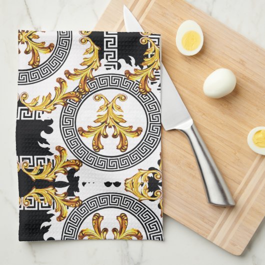 Goud zwart theedoek (Quarter Fold)