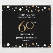 Goud zwart thema 60ste verjaardag: hartelijk dank bier etiket (Enkel label)