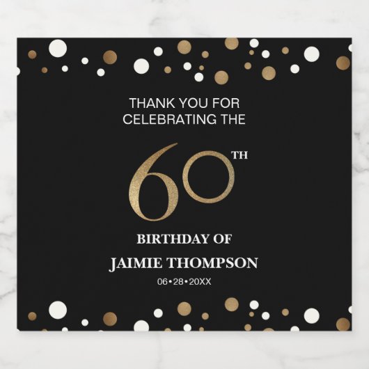 Goud zwart thema 60ste verjaardag: hartelijk dank bier etiket (Enkel label)
