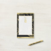 Goud & Zwart Tropische Ananas Botanische Bloemen Post-it® Notes (Op bureau)