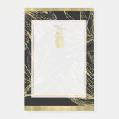 Goud & Zwart Tropische Ananas Botanische Bloemen Post-it® Notes (Voorkant)