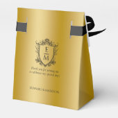 Goud Zwart Trouwen Initialen Huwelijk Floral Crest Bedankdoosjes (Achterkant)