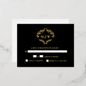Goud Zwart Trouwmonogram crest Maaltijdselectie Folie Feestdagen Briefkaart (Voorkant / Achterkant)