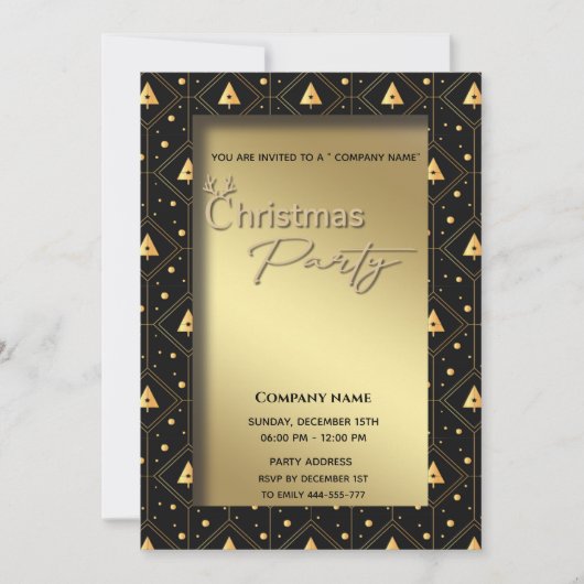 Goud zwart typografie zakelijk kerstfeest kaart (Voorkant)