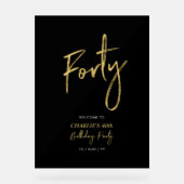 Goud & Zwart Veertig 40e Verjaardagsfeestje Welkom Acryl Bord (Voorkant)