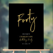 Goud & Zwart Veertig 40e Verjaardagsfeestje Welkom Acryl Bord (Neutraal)