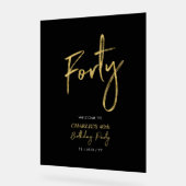 Goud & Zwart Veertig 40e Verjaardagsfeestje Welkom Acryl Bord (Hoek)