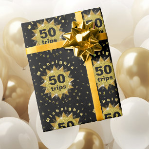 Goud Zwart Verjaardag Inpakpapier