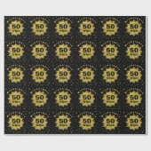 Goud Zwart Verjaardag Inpakpapier (Vlak)