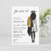 Goud Zwart Verpleegster Foto Ze Deed Het Afstudere Kaart (Staand voorkant)