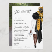 Goud Zwart Verpleegster Foto Ze Deed Het Afstudere Kaart (Voorkant / Achterkant)