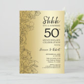 Goud Zwart Verrassing 50ste Verjaardag Kaart (Staand voorkant)