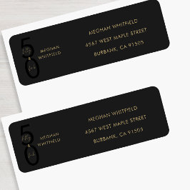 Goud Zwart Vijftig en Fabulous Script 50ste verjaa Etiket