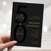 Goud Zwart Vijftig en Fabulous Script 50ste Verjaa Kaart