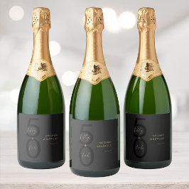 Goud Zwart Vijftig en Fabulous Script 50ste verjaa Sparkling Wijnetiket