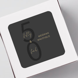 Goud Zwart Vijftig en Fantastisch Script 50ste Ver Vierkante Sticker