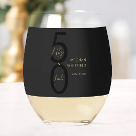 Goud Zwart Vijftig en Fantastisch Script 50ste ver Wijnglas Zonder Voet