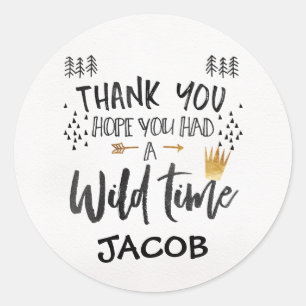 Goud Zwart Waterverf Wild One Wild Time Sticker