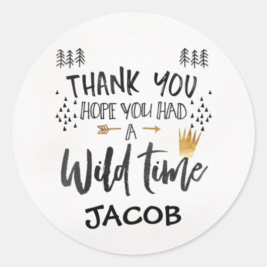 Goud Zwart Waterverf Wild One Wild Time Sticker (Voorkant)