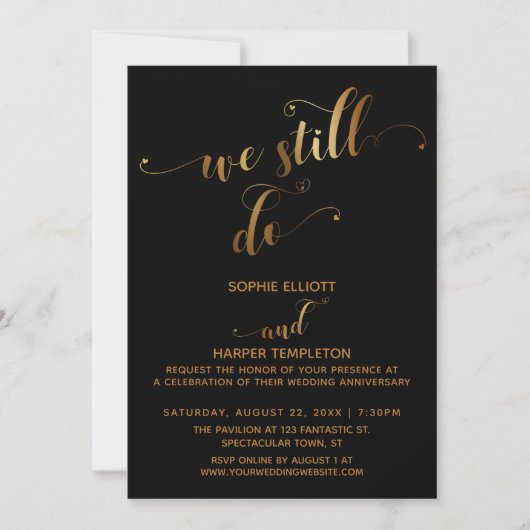 Goud & Zwart We Still Do Typografie Jubileum Kaart (Voorkant)