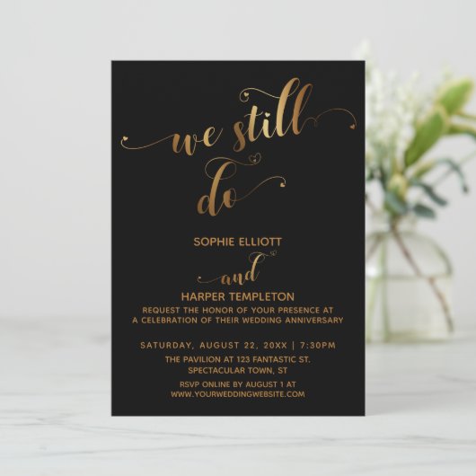 Goud & Zwart We Still Do Typografie Jubileum Kaart (Staand voorkant)