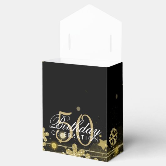 Goud Zwart Winter 50ste verjaardag Dank je Bedankdoosjes (Geopend)