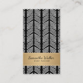 Goud zwart-wit abstract lijnpatroon visitekaartje (Voorkant)