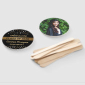 Goud zwart wit Afstuderen foto Handwaaier (Niet-gemonteerd)