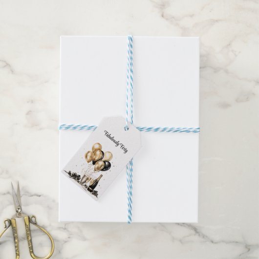 Goud Zwart Wit Balloon Boeket Gift Labels Cadeaulabel (Met Touw)