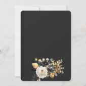 Goud Zwart Wit Bloemen Bruids Luncheon Kaart (Achterkant)