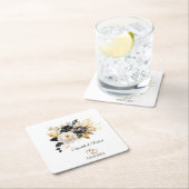 Goud Zwart Wit Bloemen Bruiloft Kartonnen Onderzetters (Insitu)