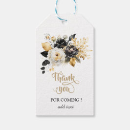 Goud Zwart Wit Bloemen Cadeaulabel