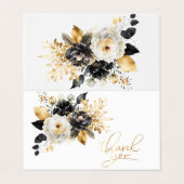 Goud Zwart Wit Bloemen Dank u kaart Visitekaartje (Buitenkant ongevouwen)