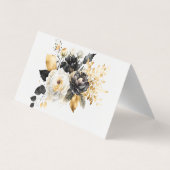 Goud Zwart Wit Bloemen Dank u kaart Visitekaartje (Achterkant)