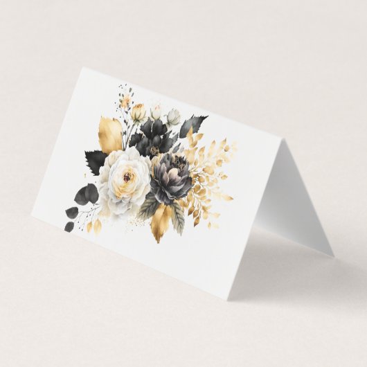 Goud Zwart Wit Bloemen Dank u kaart Visitekaartje (Achterkant)