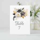 Goud Zwart Wit Bloemen Kaart (Staand voorkant)