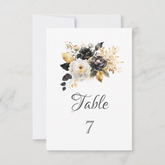 Goud Zwart Wit Bloemen Kaart (Achterkant)